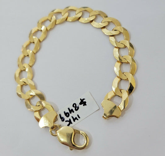 Solid 14k Gold Cuban Curb link Bracelet 8" 13.5mm 14kt Yellow Gold SOLID,Lobster