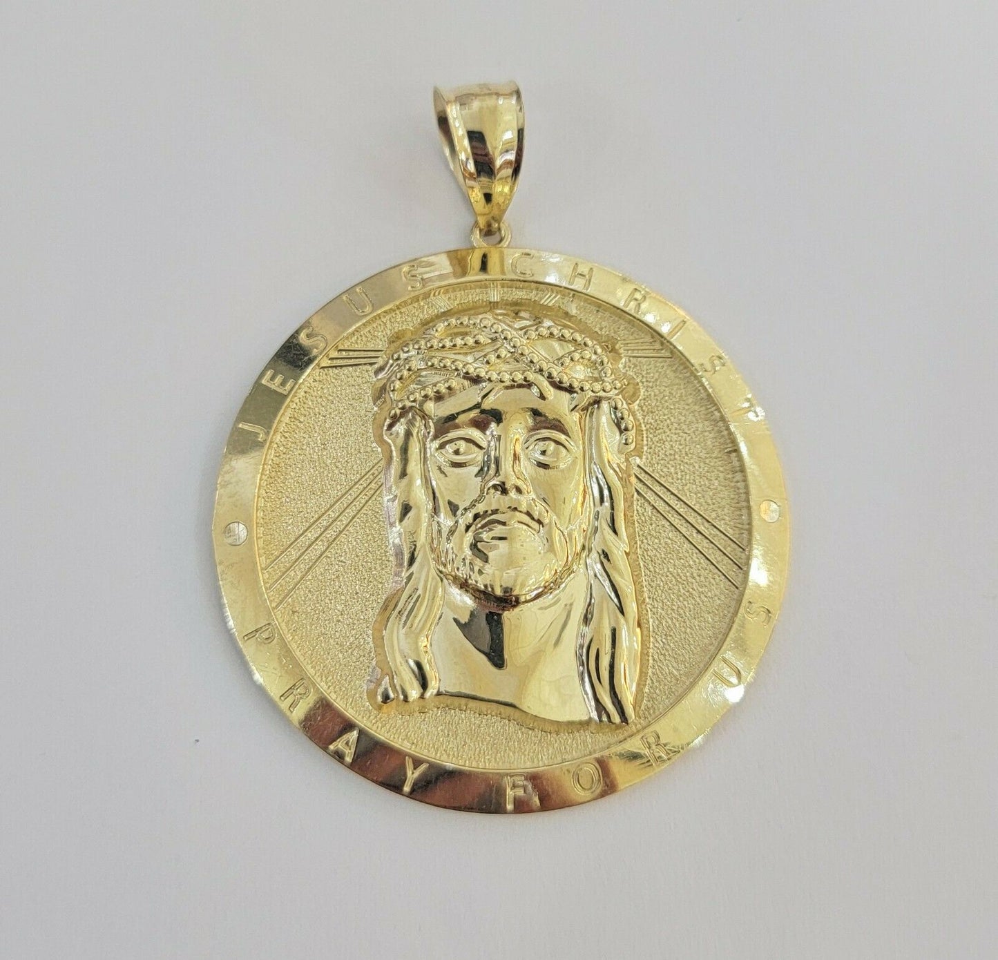 Mens Real 10kt Yellow Gold Pendant Jesus Head Charm 2.5" Medallion 10kt ,LIMITED