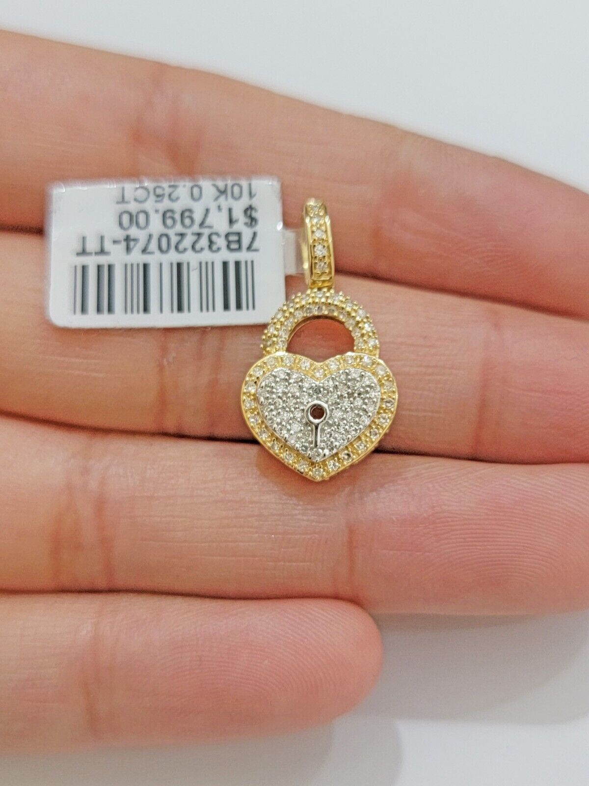 Diamond Heart Key charm pendant 10k gold 0.25 CT Natural Diamonds For Women,REAL