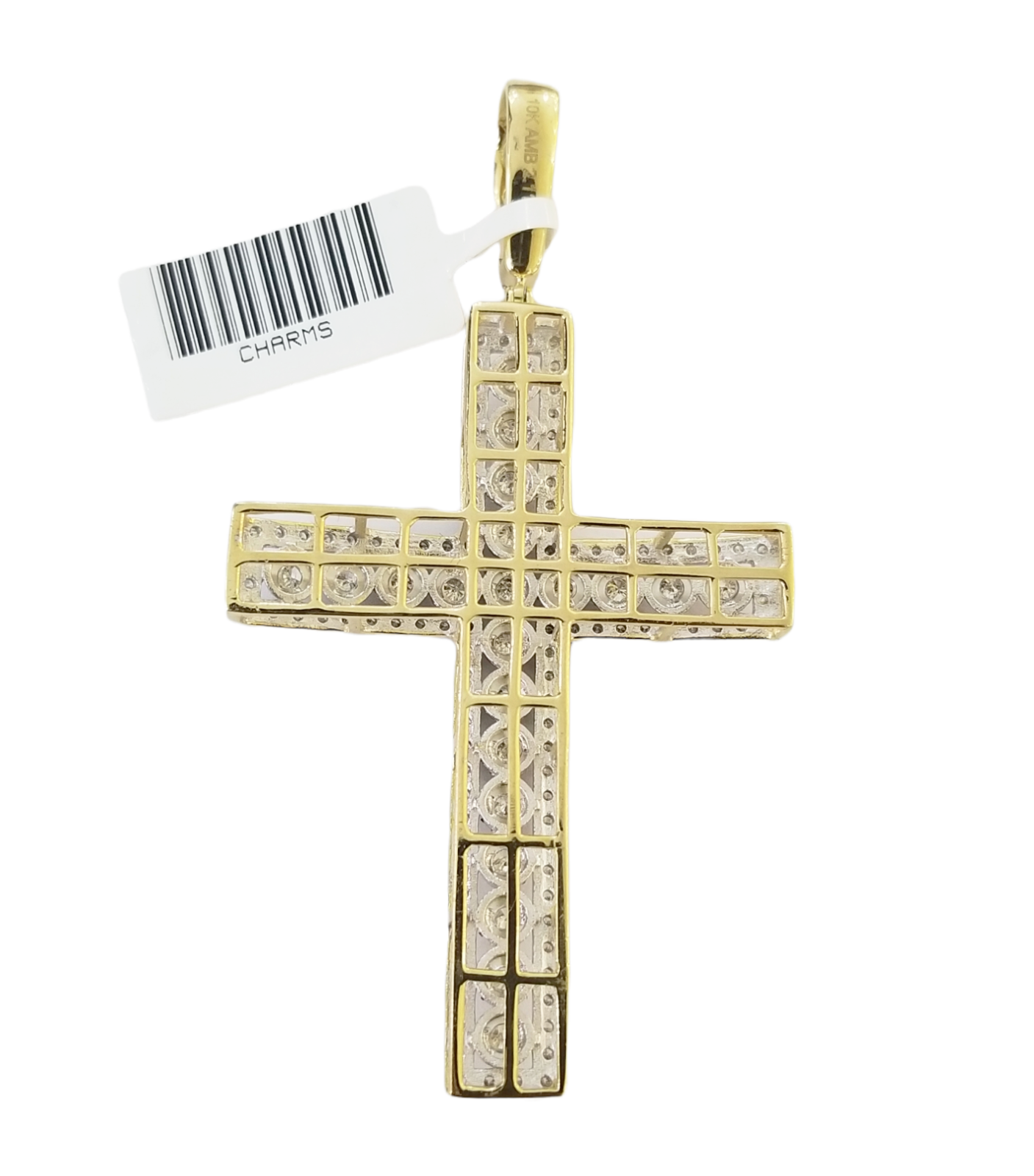 Real 10k Yellow Gold Diamond Cross Charm Pendant 2CT Dia Men Jesus Cross 2.5Inch