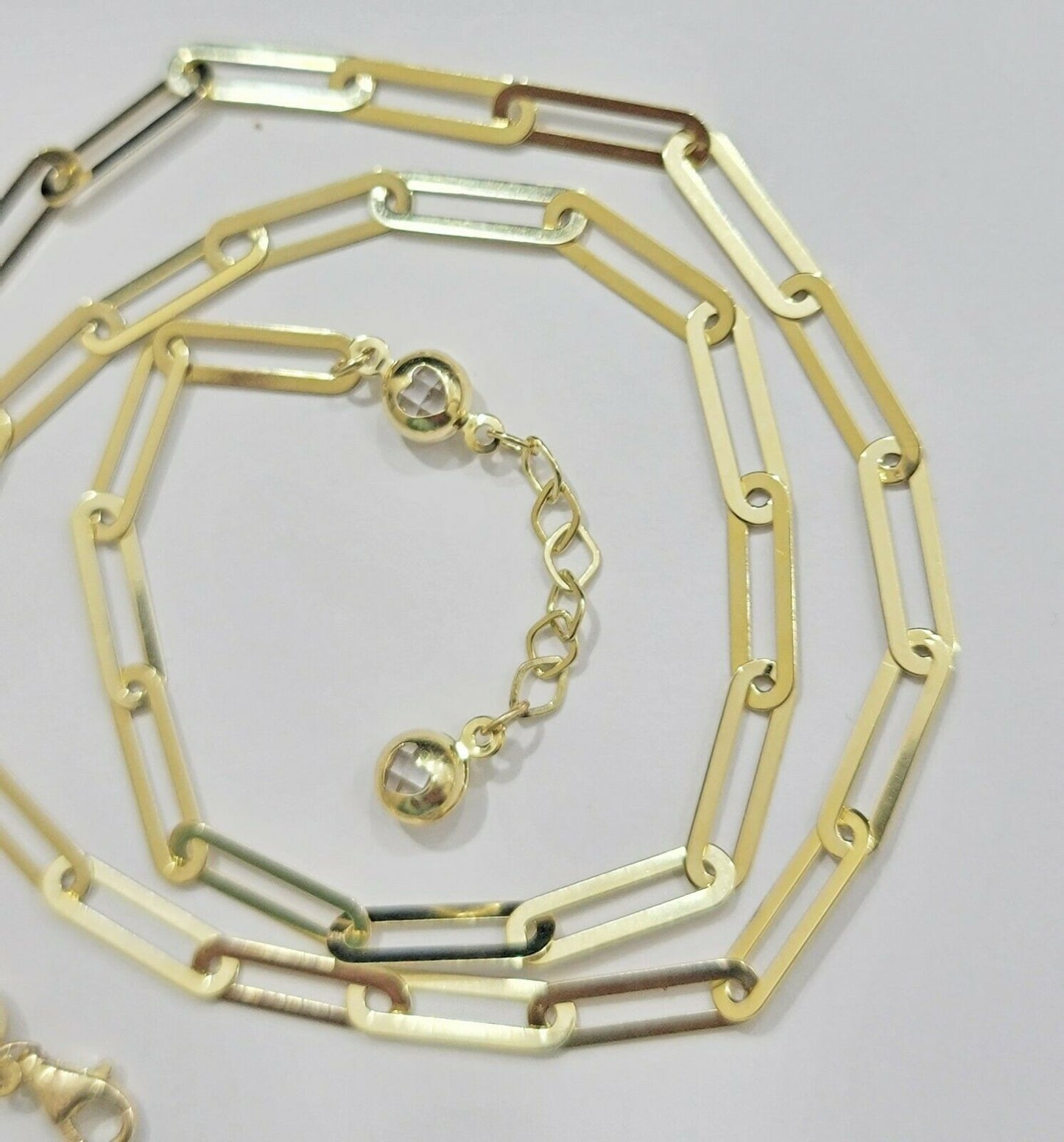 10k Yellow Gold Ladies Paperclip Chain necklace 4mm all size, REAL 10kt ,women