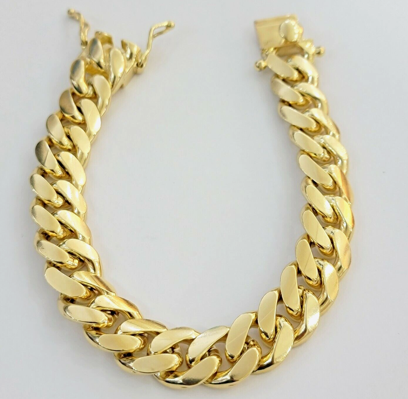 10k Gold Bracelet 8 Inch Miami Cuban Link 13mm Men's Real 10KT Yellow Gold SOLID
