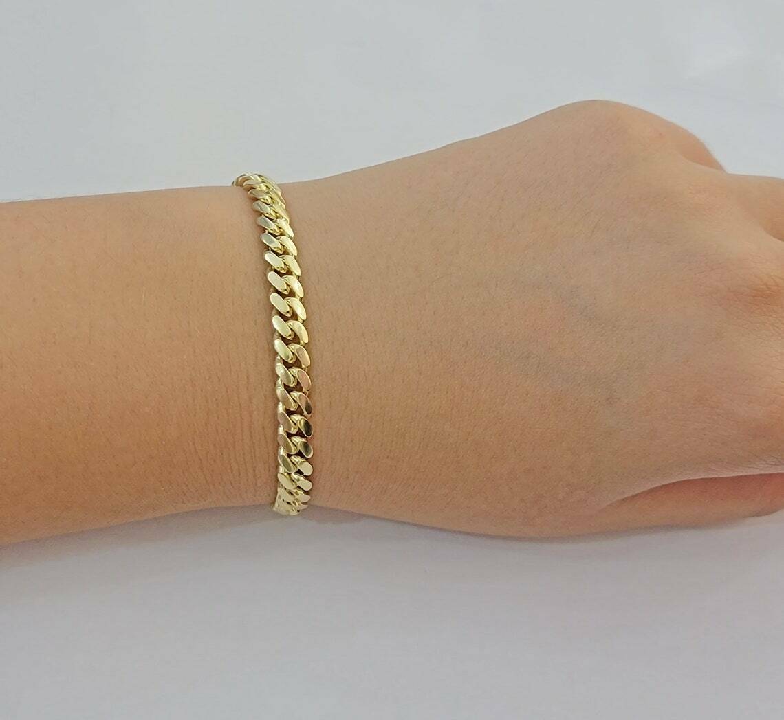 Real 14k Yellow Gold Bracelet Solid Miami Cuban Link With Box Lock 6mm 8" Inch