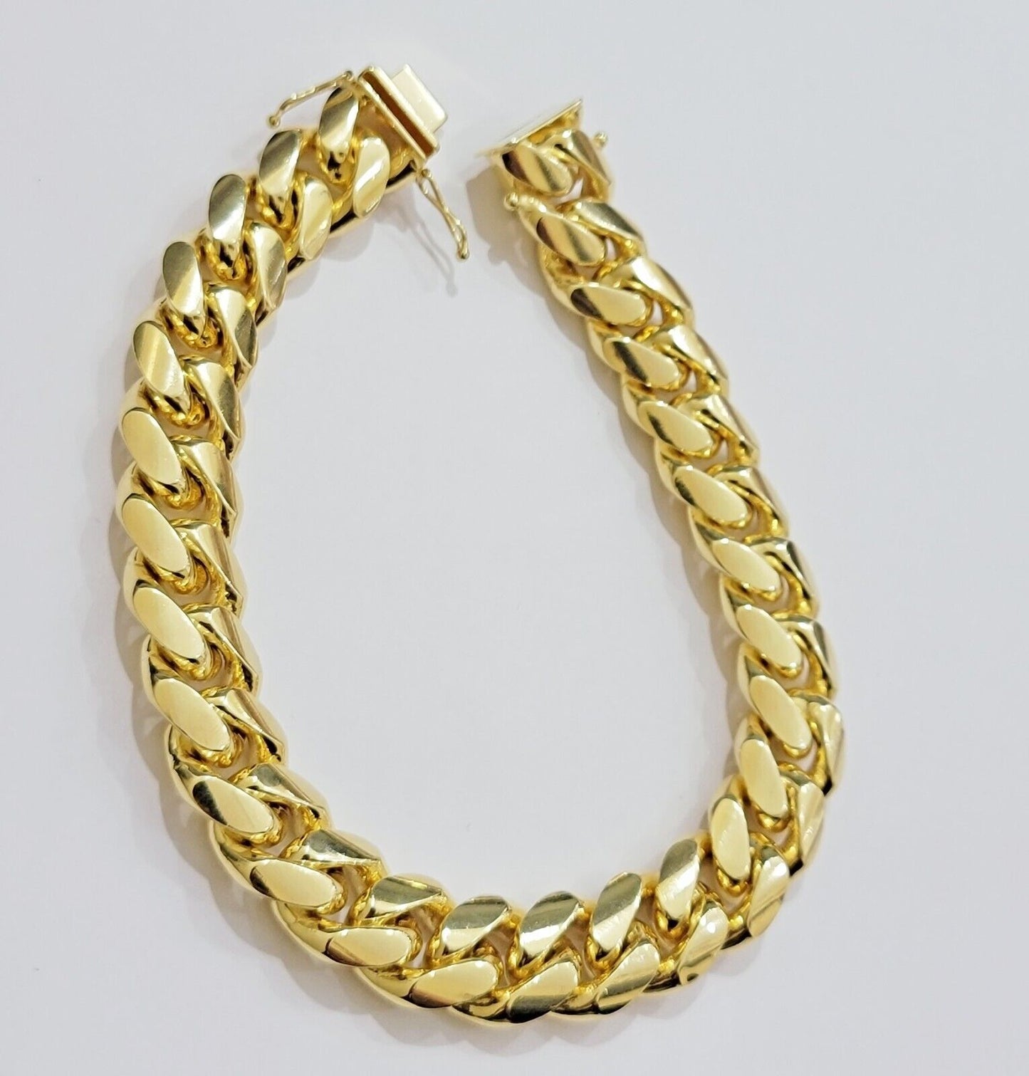 14k Yellow Gold Solid 13mm Bracelet Miami cuban Link 9.5"  Men's Real 14kt Heavy