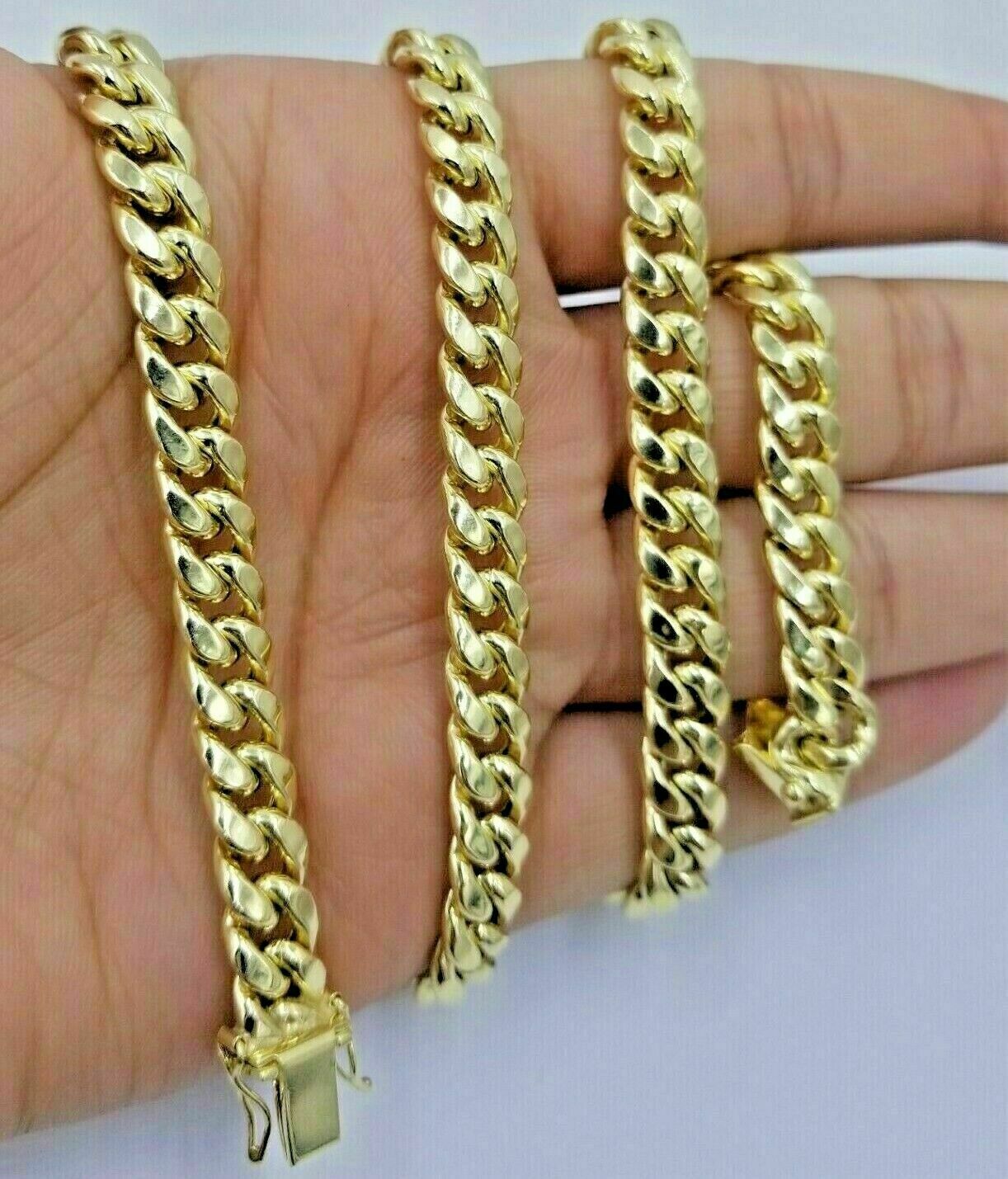 Real 14k Yellow Gold Miami Cuban link chain 8mm 30 Inch With Box Clasp Mens 14KT