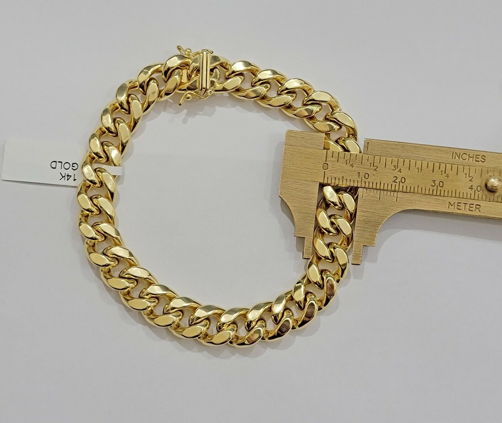 Real 14kt Gold Bracelet Miami Cuban Link 11mm 9" Inch Box Lock, Mens 14k STRONG
