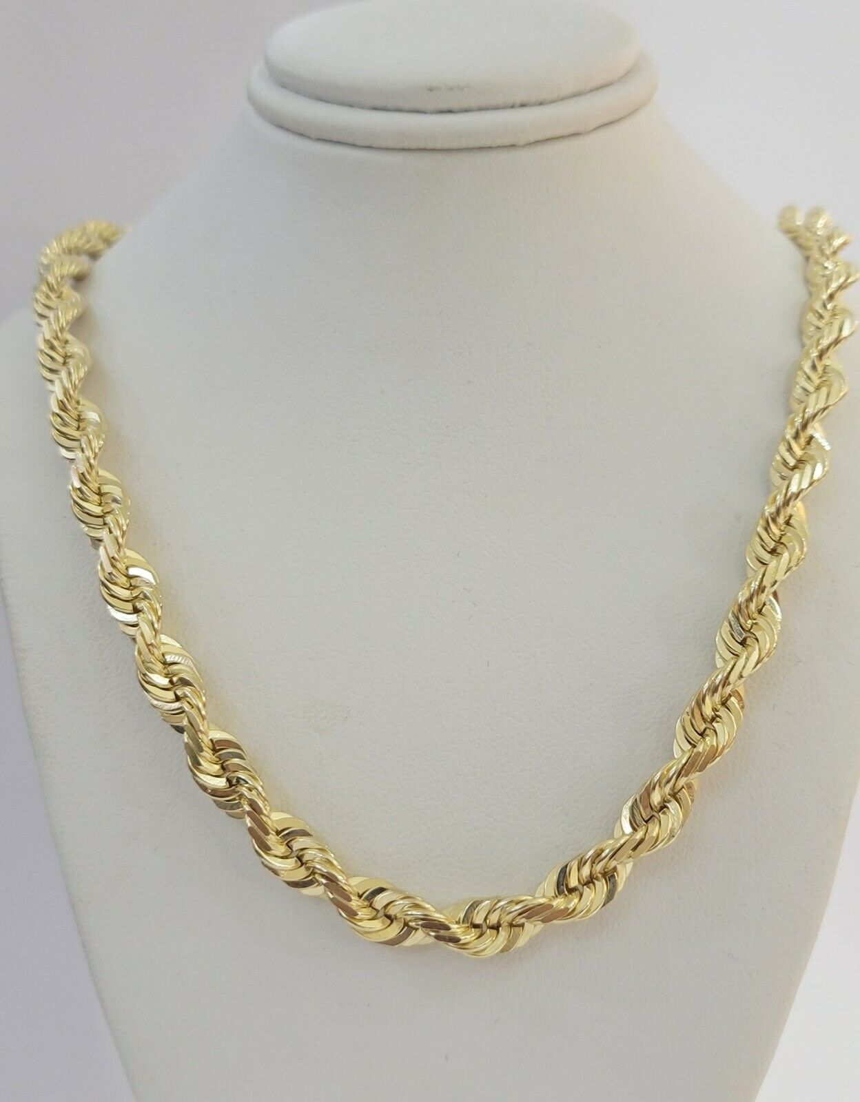 14k Gold Rope Chain 7mm 22 Inch Necklace Diamond Cuts Men's REAL 14 KT  SOLID