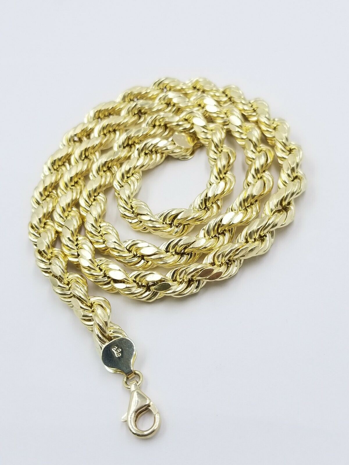 Real Gold 10k Rope Necklace Men' Chain 8mm 18"-30" Inch Yellow Gold Diamond Cuts