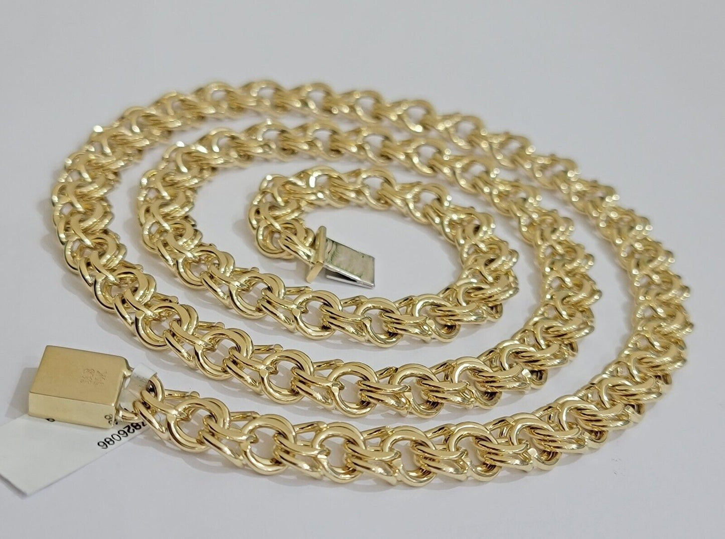 10k Yellow Gold Chino Chain Solid Link Necklace 9mm 22"-26" Real 10kt Box Clasp