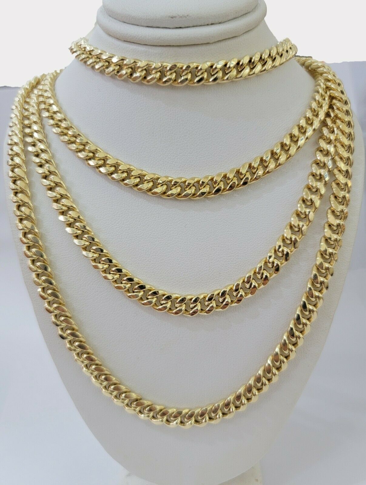 Real Gold Miami Cuban chain Necklace 7mm 24 Inch Lobster ,Men's 10kt Yellow Gold