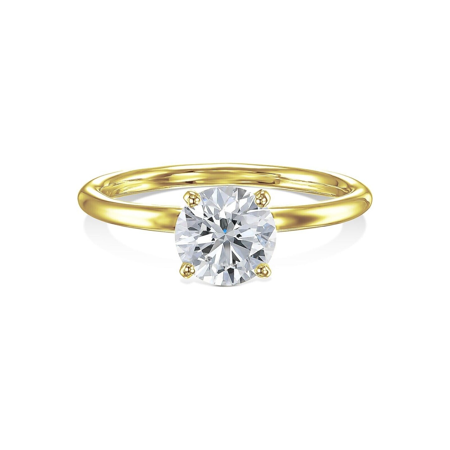 IGI Diamond Engagement Ring VS H Round Cut 2 Ct Lab Created CVD Eye Clean, Real