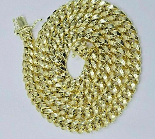 20" 10k Yellow Gold Miami Cuban Chain 8mm Box Lock REAL 10K Link Necklace Choker