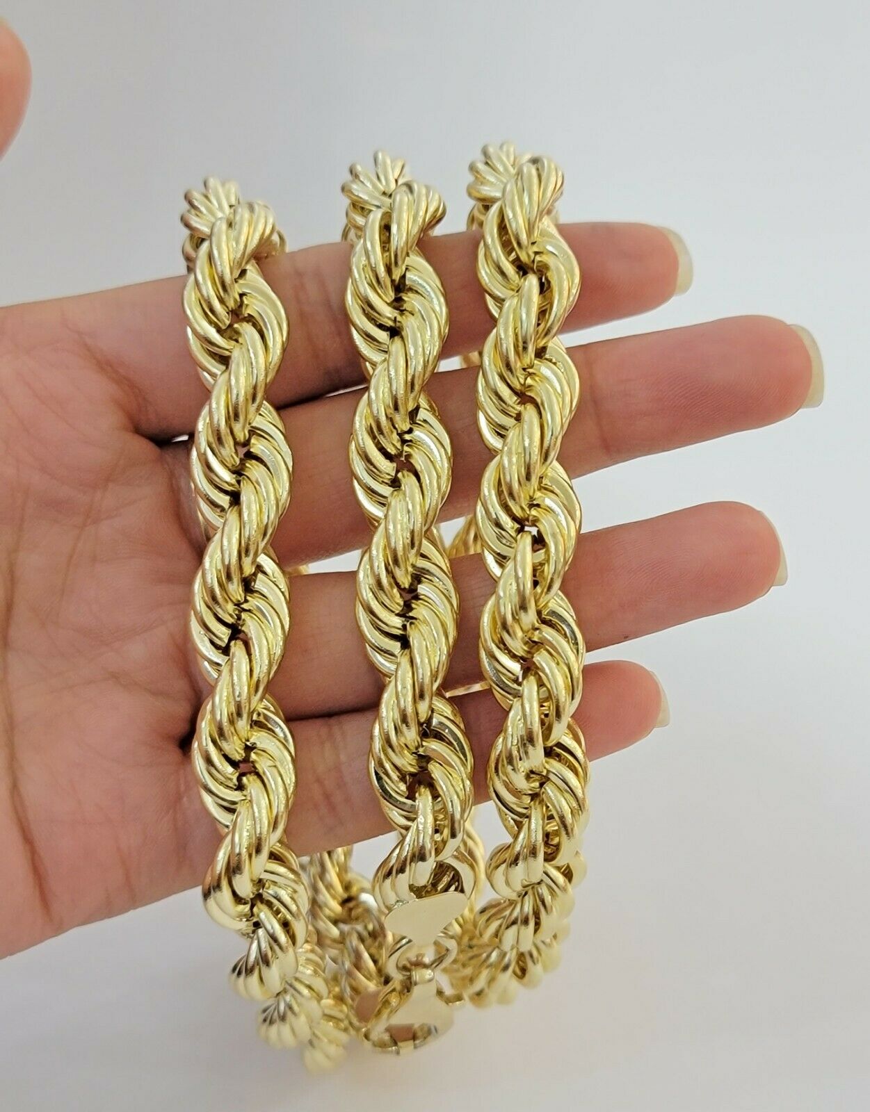 10K Solid Yellow Gold Necklace Rope Chain Women 16 18 20 22 24 26 28  30