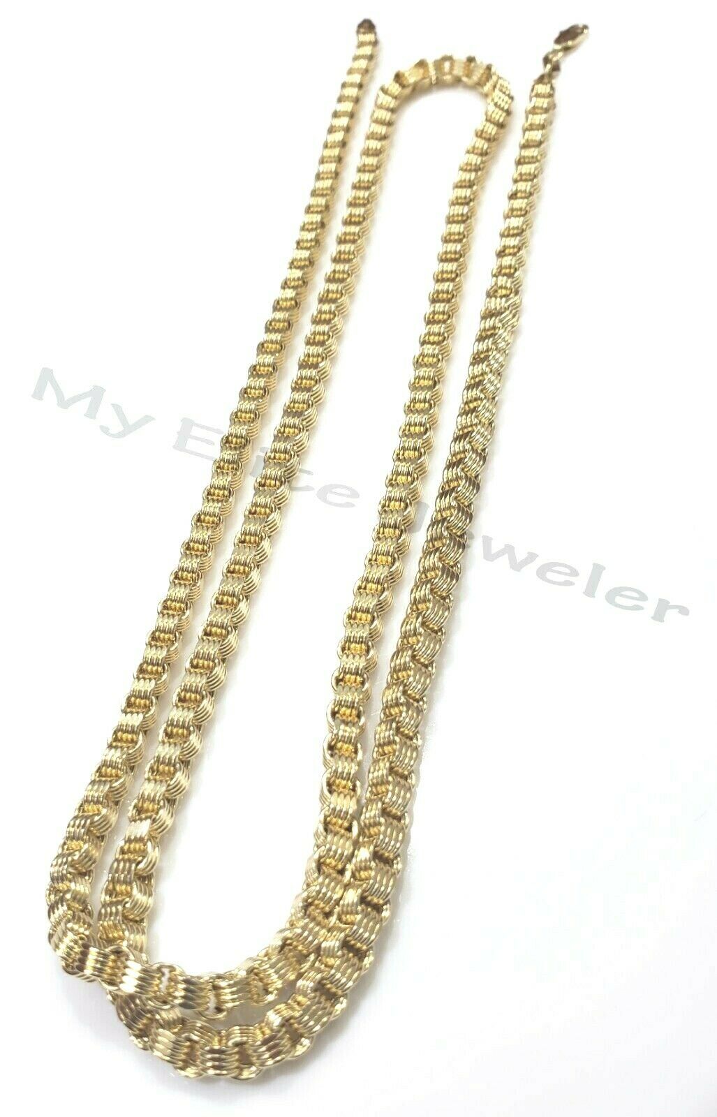 10k Gold Mens Necklace Byzantine Chain 24 Inch Lobster 4mm Male Yellow Gold REAL