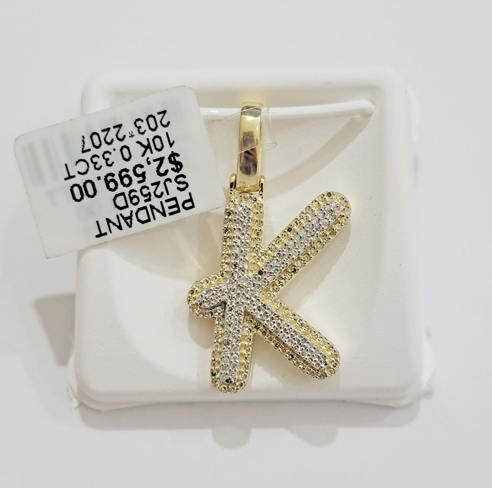 10k Gold Pendant Natural Diamond Initial Charm A-Z Alphabet 10K Yellow Gold REAL