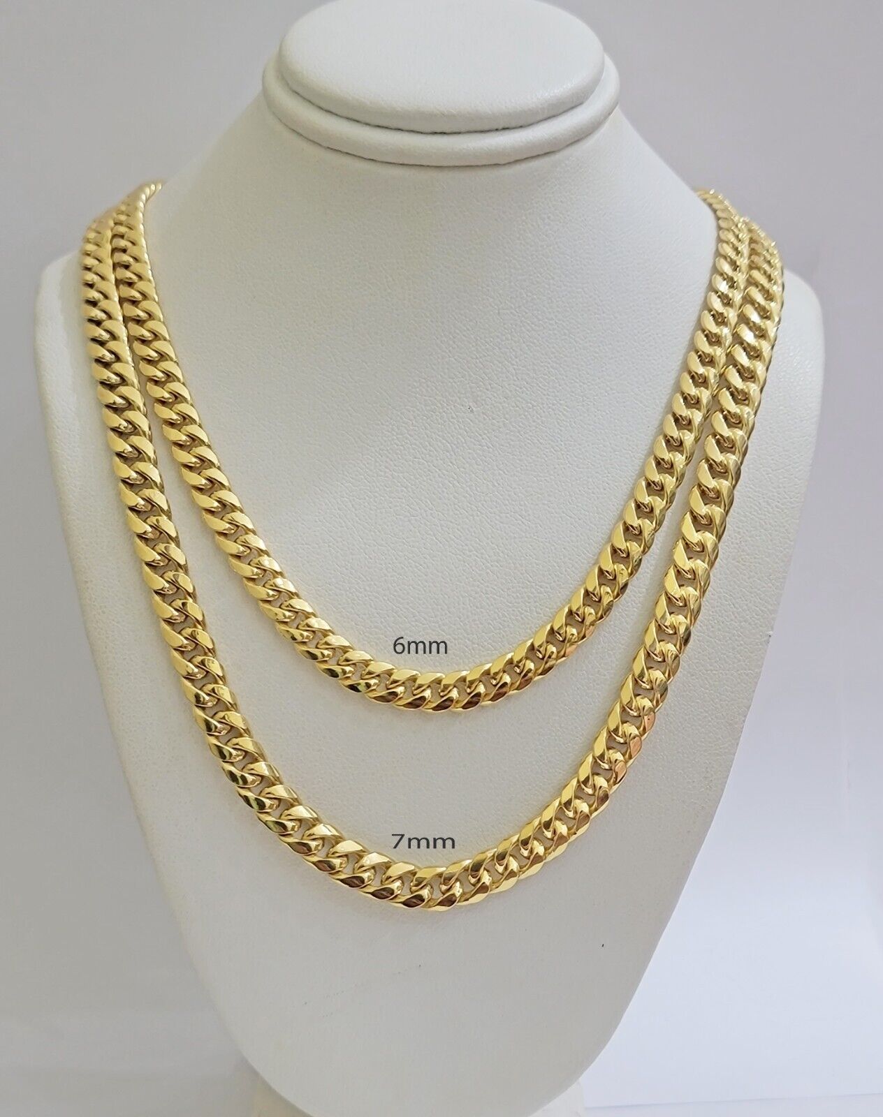 10k Gold Necklace 7mm 18 Inch Short Miami Cuban Link Chain REAL 10kt yellow Gold