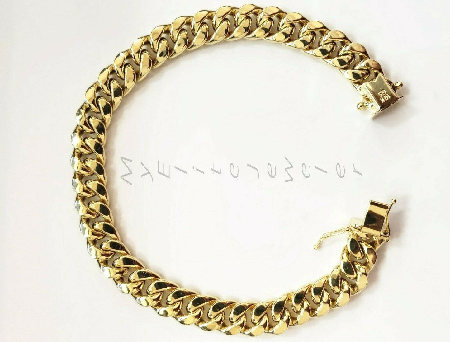 Real 10k Gold Ladies Bracelet cuban Link 7" 9mm Box clasp Strong Miami Cuben