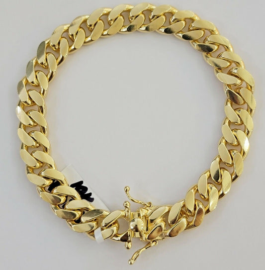 Mens 10k Gold Bracelet 9 Inch Miami Cuban Link 11mm Solid 10KT Yellow Gold REAL