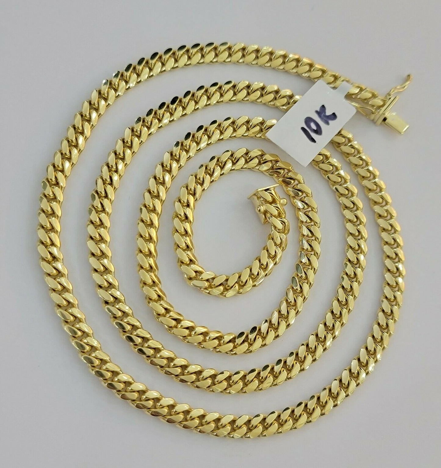 Real 10k Gold Chain Miami Cuban Link 5MM Necklace 18"-24" SOLID 10kt  Men Women