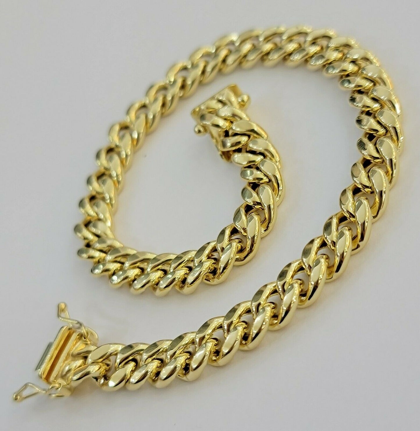 Real 10k Gold Bracelet Miami Cuban Link 9" 7mm REAL 10kt Yellow Gold STRONG,MENs