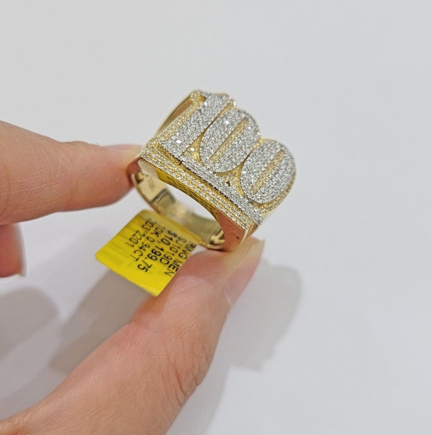 Real Diamonds 10k Yellow Gold Mens Ring Number 100 Style , New , Size 10 , SALE