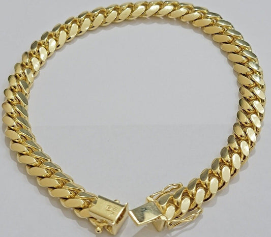 10k Yellow Gold Miami Cuban Link Bracelet 8.5mm  9" Inch Box Clasp, REAL SOLID