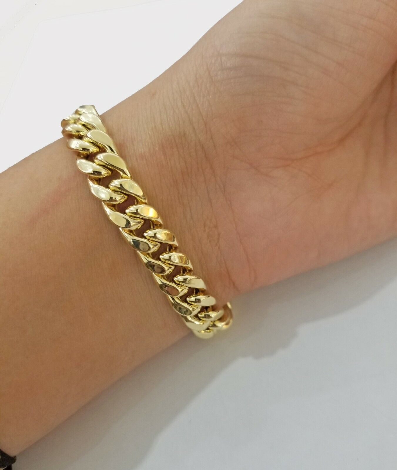 REAL 14k Gold Miami Cuban Bracelet 7" 9mm 14 kt Yellow Gold Strong Link LADIES
