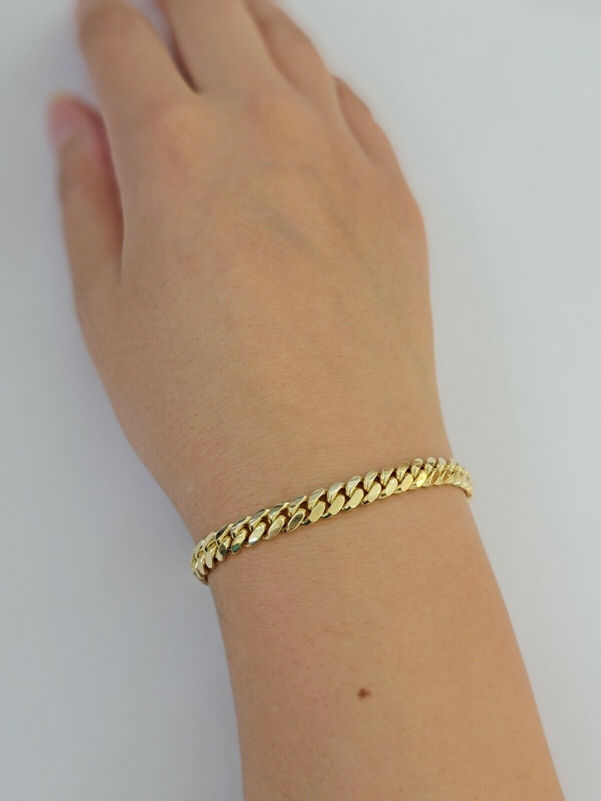 Real Gold maimi cuban Link Ladies bracelet 7Inch 6mm Real 10kt yellow Gold Women