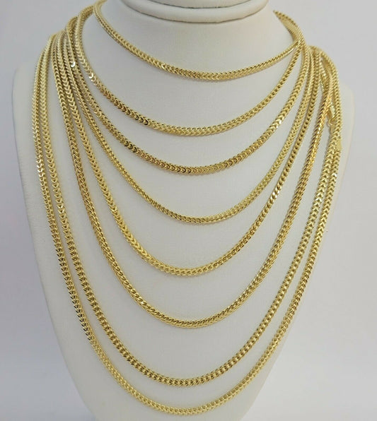 Real 10k Gold Franco chain Necklace 2.5mm 10KT Yellow Gold 16" -26" STRONG CHAIN