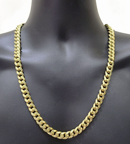 Real 14k Gold Chain 26 Inch Miami Cuban Link Necklace 9mm Strong Men's 14KT Gold