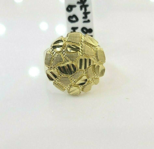 SOLID 10k Yellow Gold Nugget Ring Pinkey / Casual Mens Band Round, Unique style