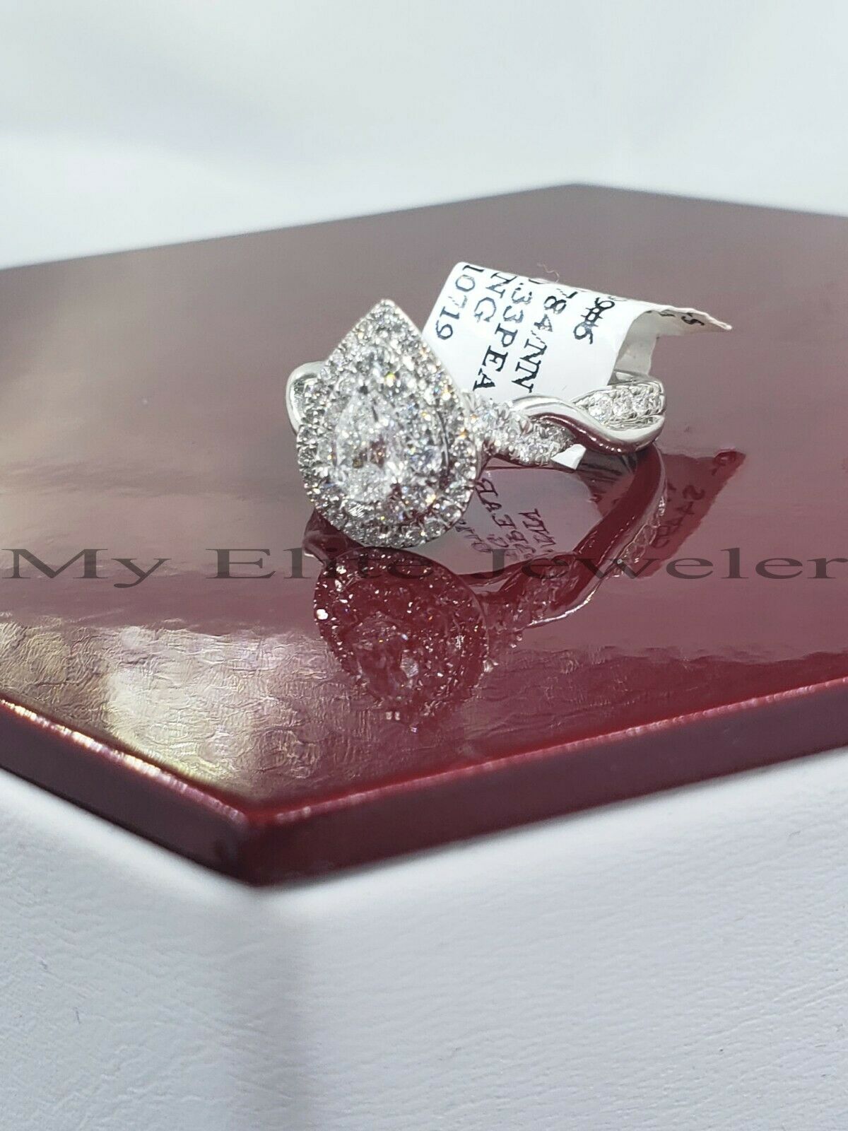 14k White Gold 1CT Diamond Ladies Ring Tear Drop Pear Shaped Wedding Anniversary