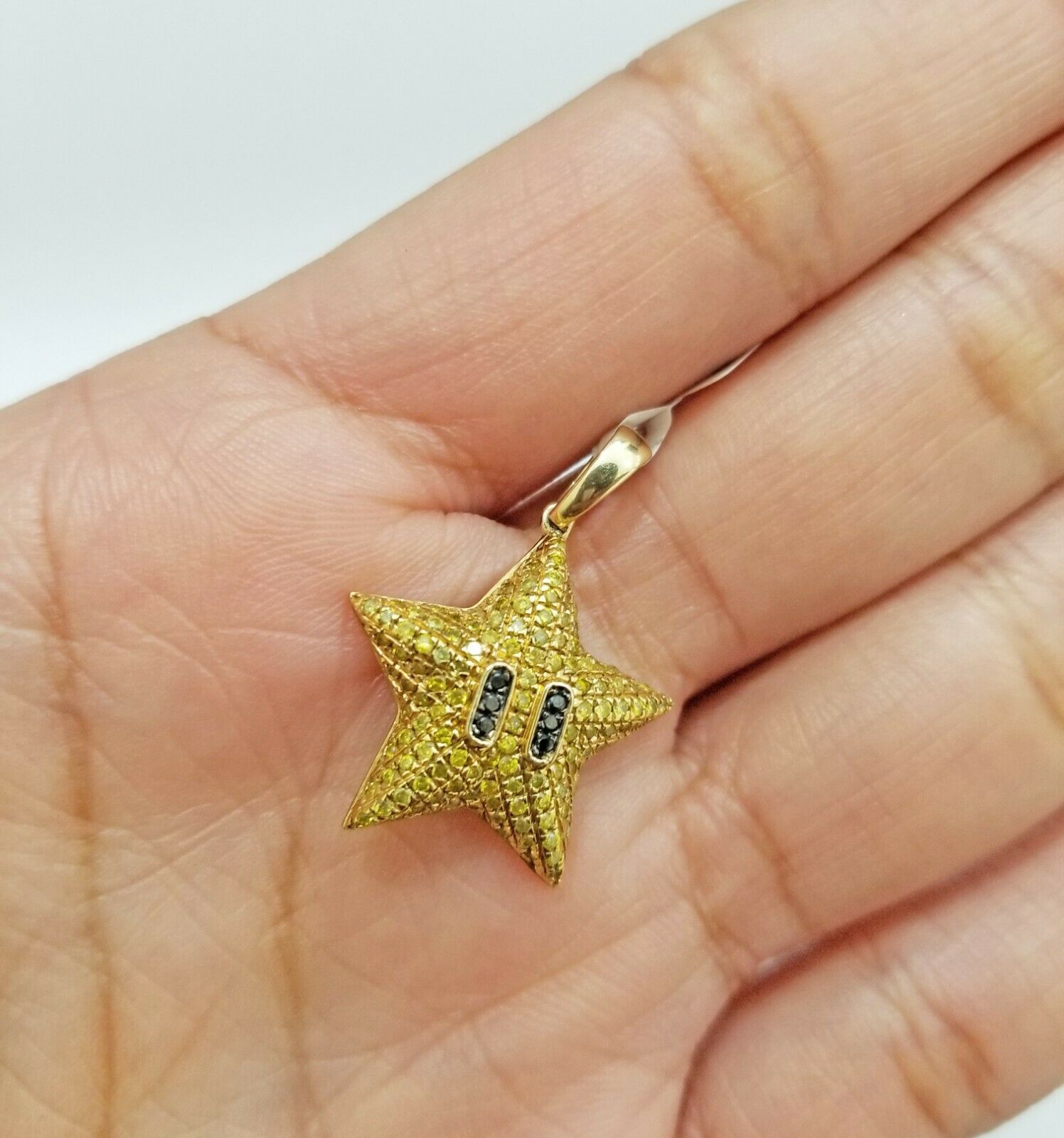 10k Gold Yellow Diamond Star Charm 0.64CT Diamond ,10Kt Real Diamond Pendent