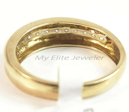 SOLID Gold Mens Diamond Ring Band 10k Yellow Gold Engagement Wedding Anniversary