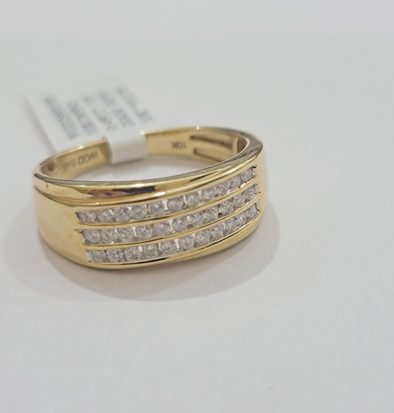 Real 10k Yellow Gold Diamond Mens Ring Band Wedding Engagement, Unique, Genuine