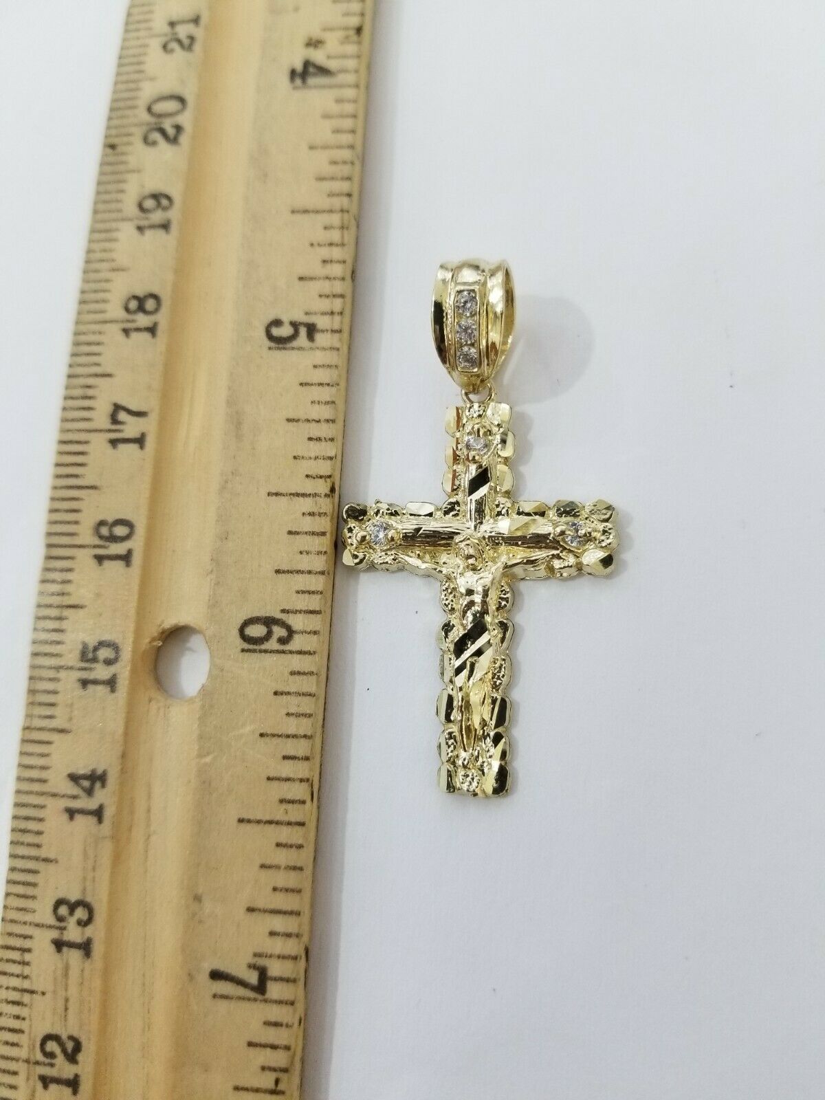 REAL 10k Yellow Gold Franco Chain & Cross Charm Pendant Set 16"-26" 2mm Necklace