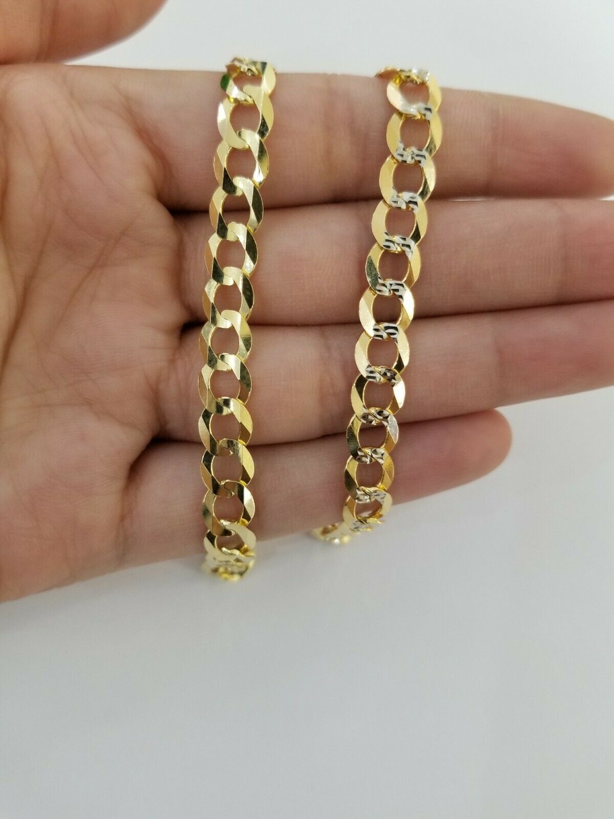 Real Gold Bracelet Solid 14k Cuban Curb Link FOR  ladies 7.5