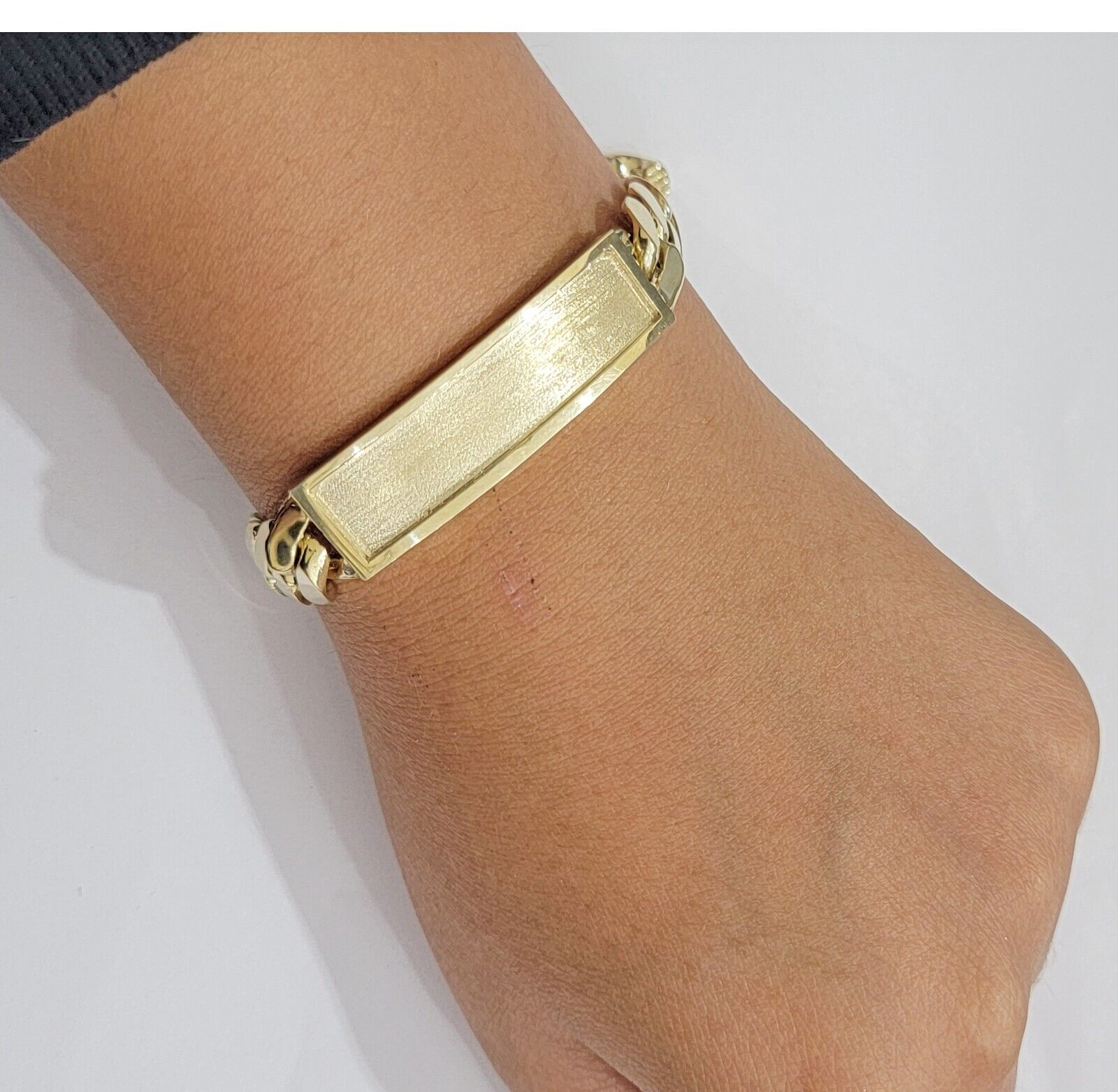 Gold bracelet with hot sale name plate