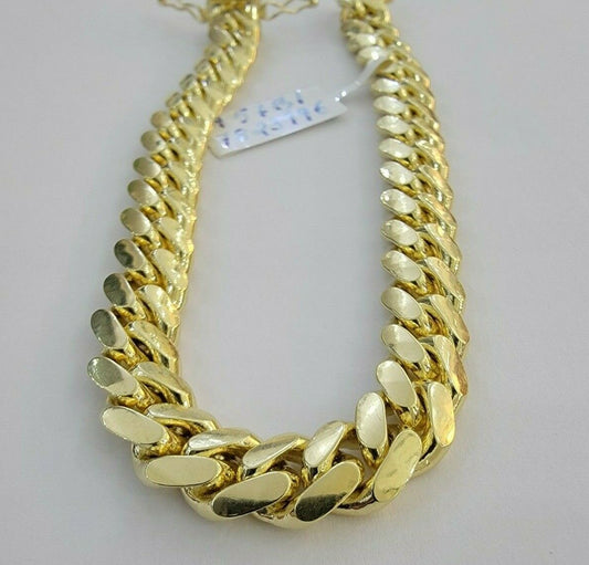 9mm Solid 14k Gold Cuban Link  Bracelet 8" Authentic 14kt Yellow Gold Miami,Men