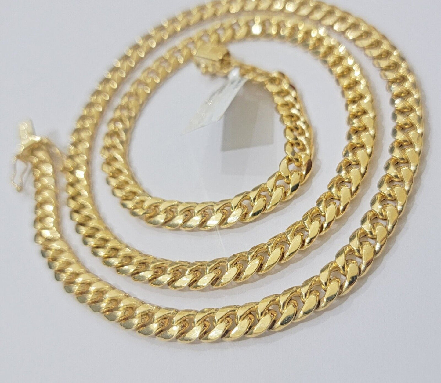 10k Gold Necklace 7mm 24 Inch Miami Cuban Link Chain REAL 10kt yellow Gold Men's