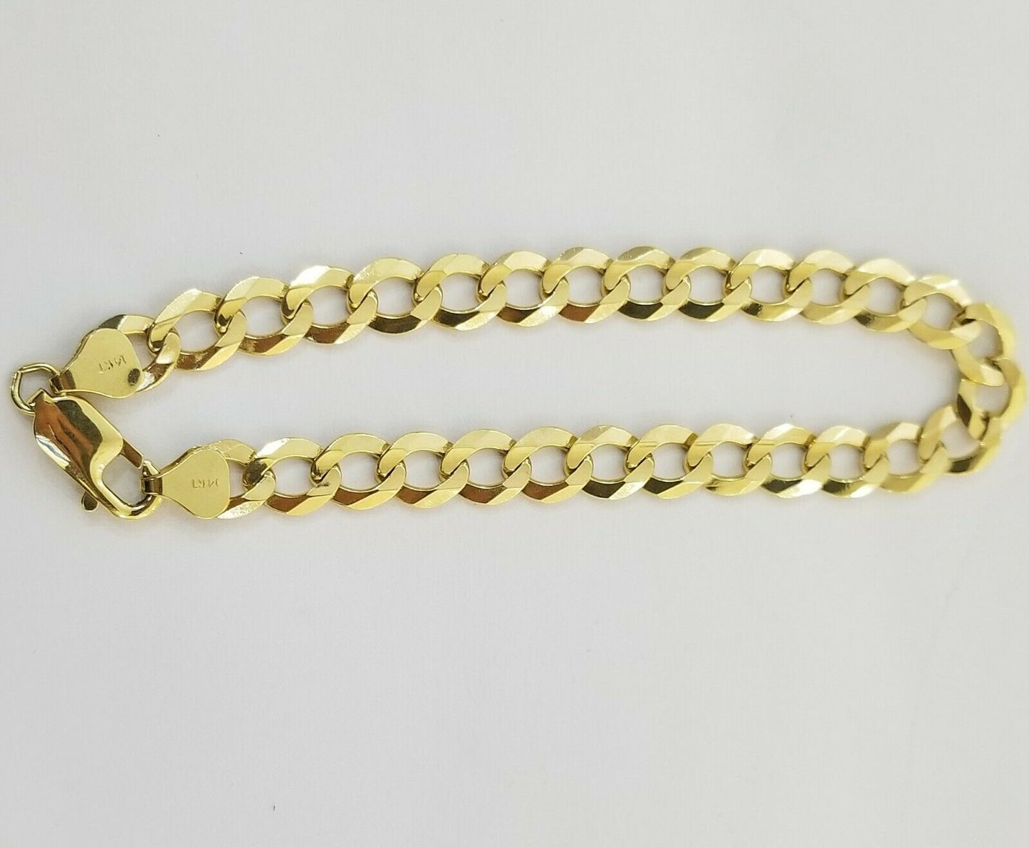 9MM Solid 14k Yellow Gold Cuban Link Bracelet 8" 9" REAL Mens Lobster, Necklace