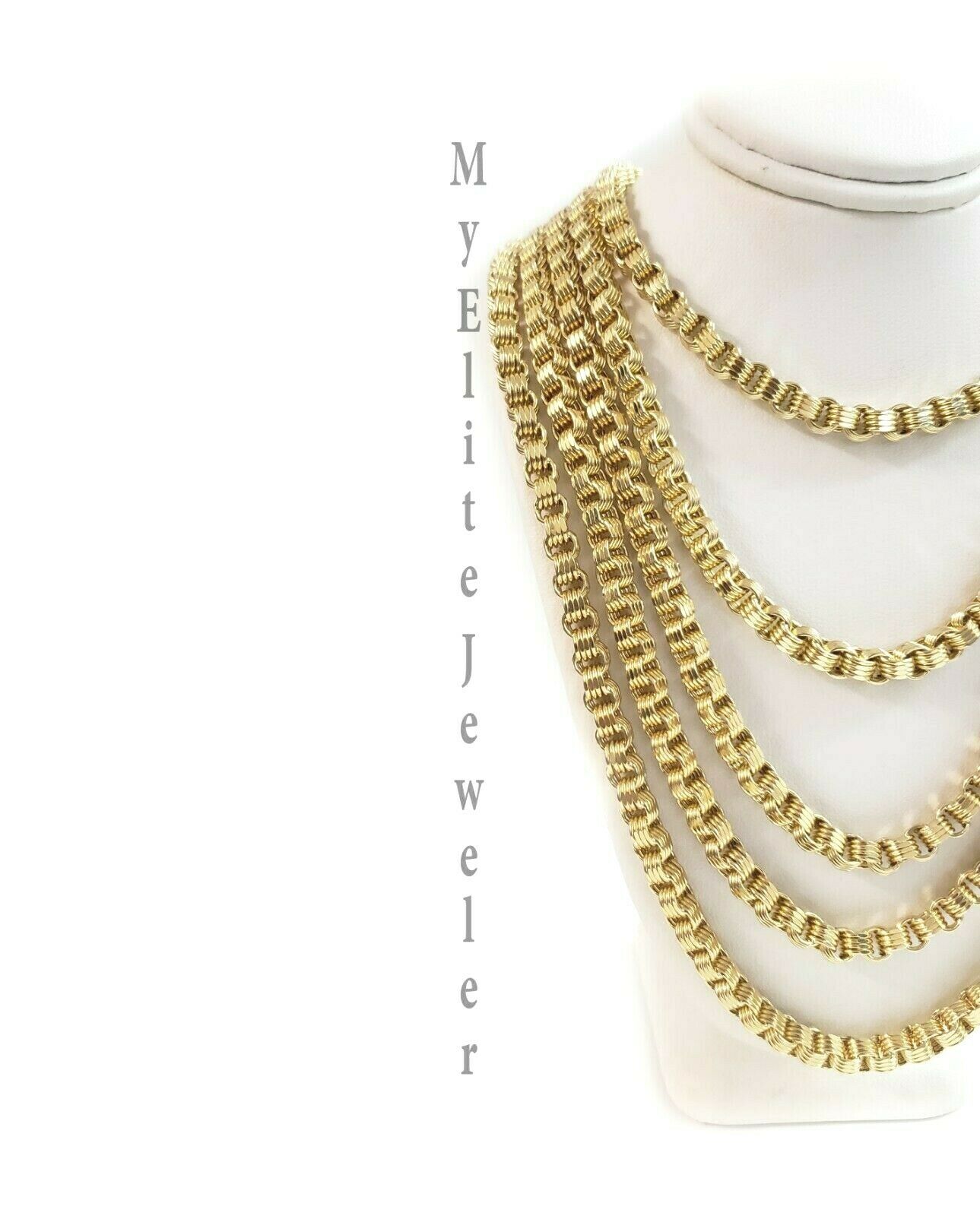Mens 10K Yellow Gold Byzantine Chain Necklace 18