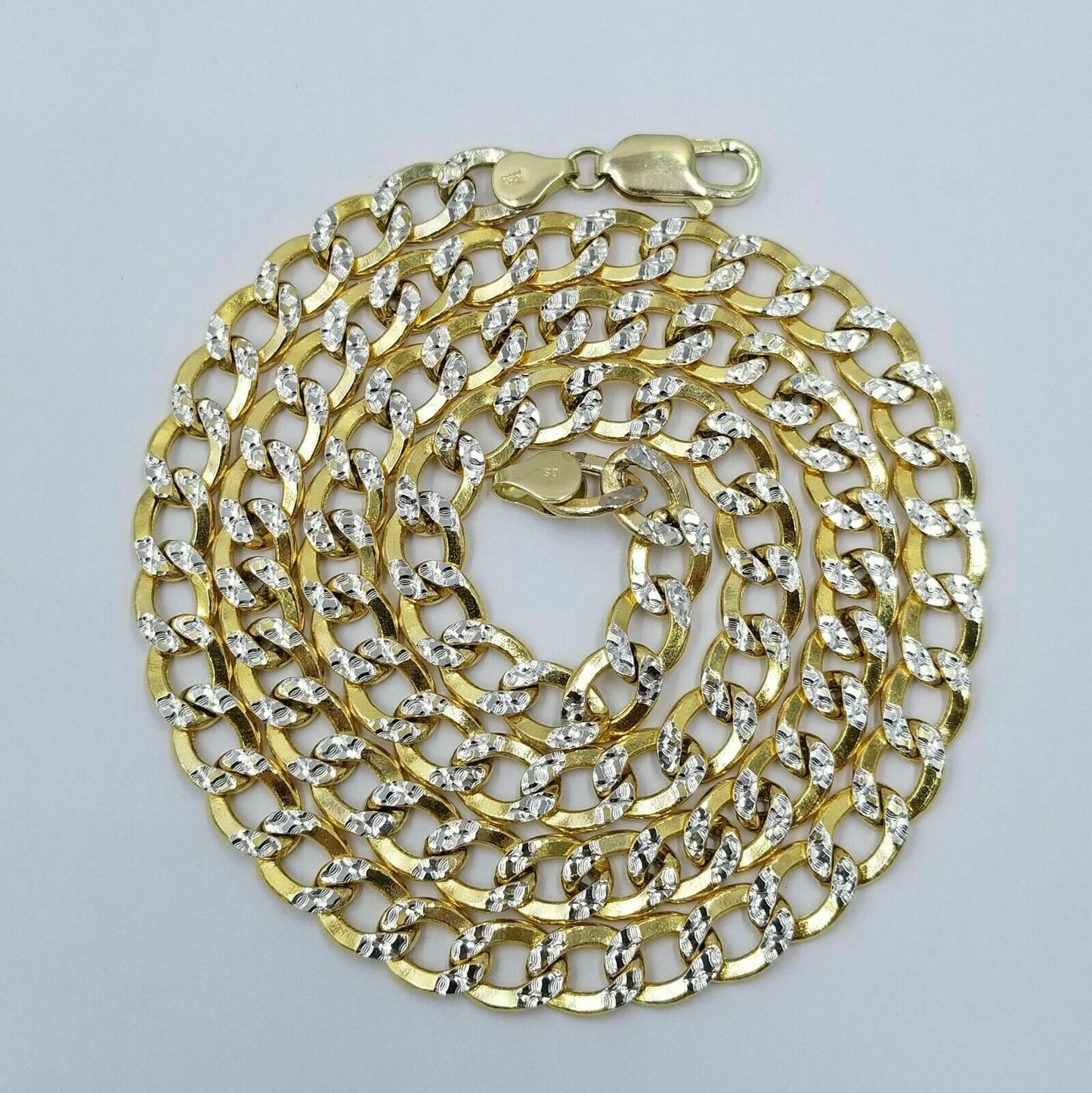 Real Gold Mens Necklace Cuban Link Diamond Cut 8mm 20"-28" 10k Yellow Gold Chain