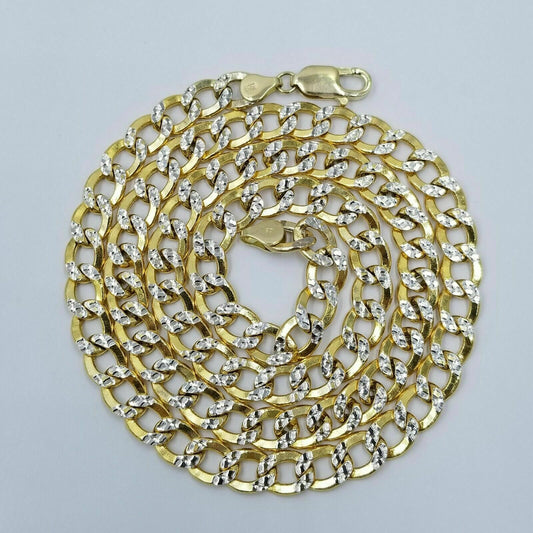 Real Gold Mens Necklace Cuban Link Diamond Cut 8mm 20"-28" 10k Yellow Gold Chain