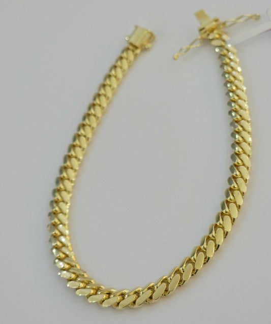 10k solid maimi cuban Link bracelet 6mm Real 10kt yellow Gold Men Women 8" Inch