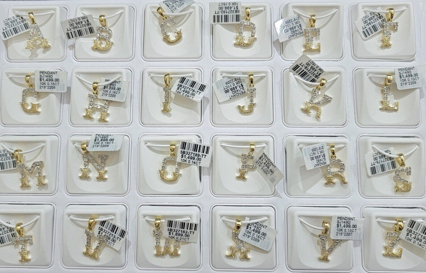 10k Gold Pendant Initial Charm Natural Diamond A-Z Alphabet 10K Yellow Gold REAL