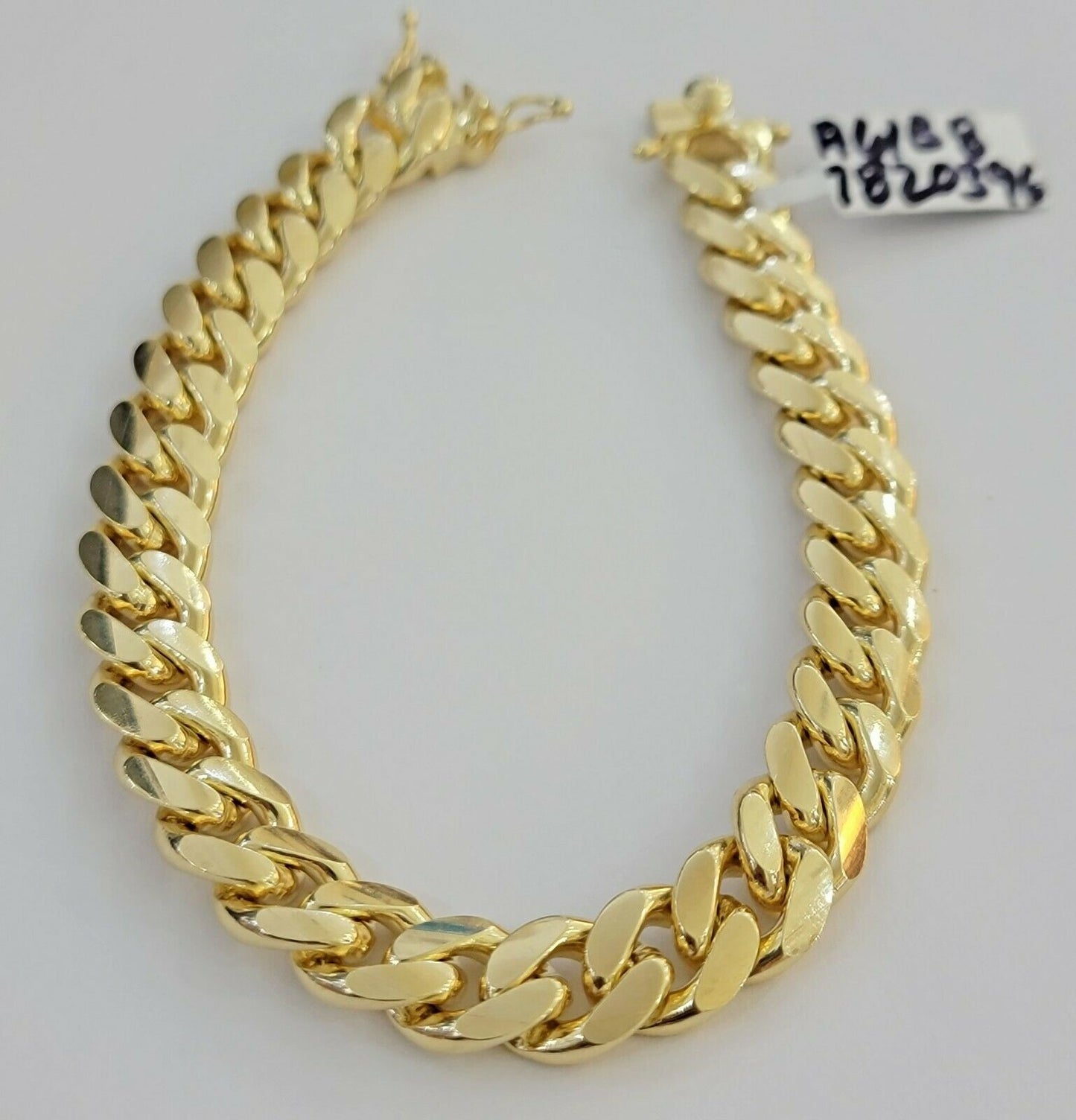 Real  10K Yellow Gold Miami Cuban Link Bracelet 11mm "9, Men's 10kt Strong SOLID