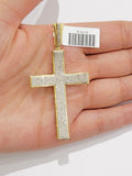 Real 10k Yellow Gold Diamond Cross Charm Pendant 0.75 CT Men Jesus Cross 2.5Inch