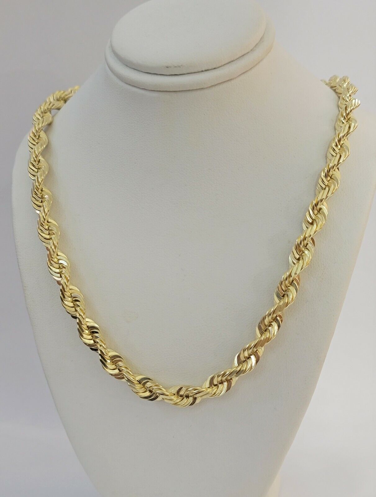 REAL 10k Gold Rope Chain 4mm 22 Inch Necklace Yellow Gold Diamond Cut Men  Women | eBay