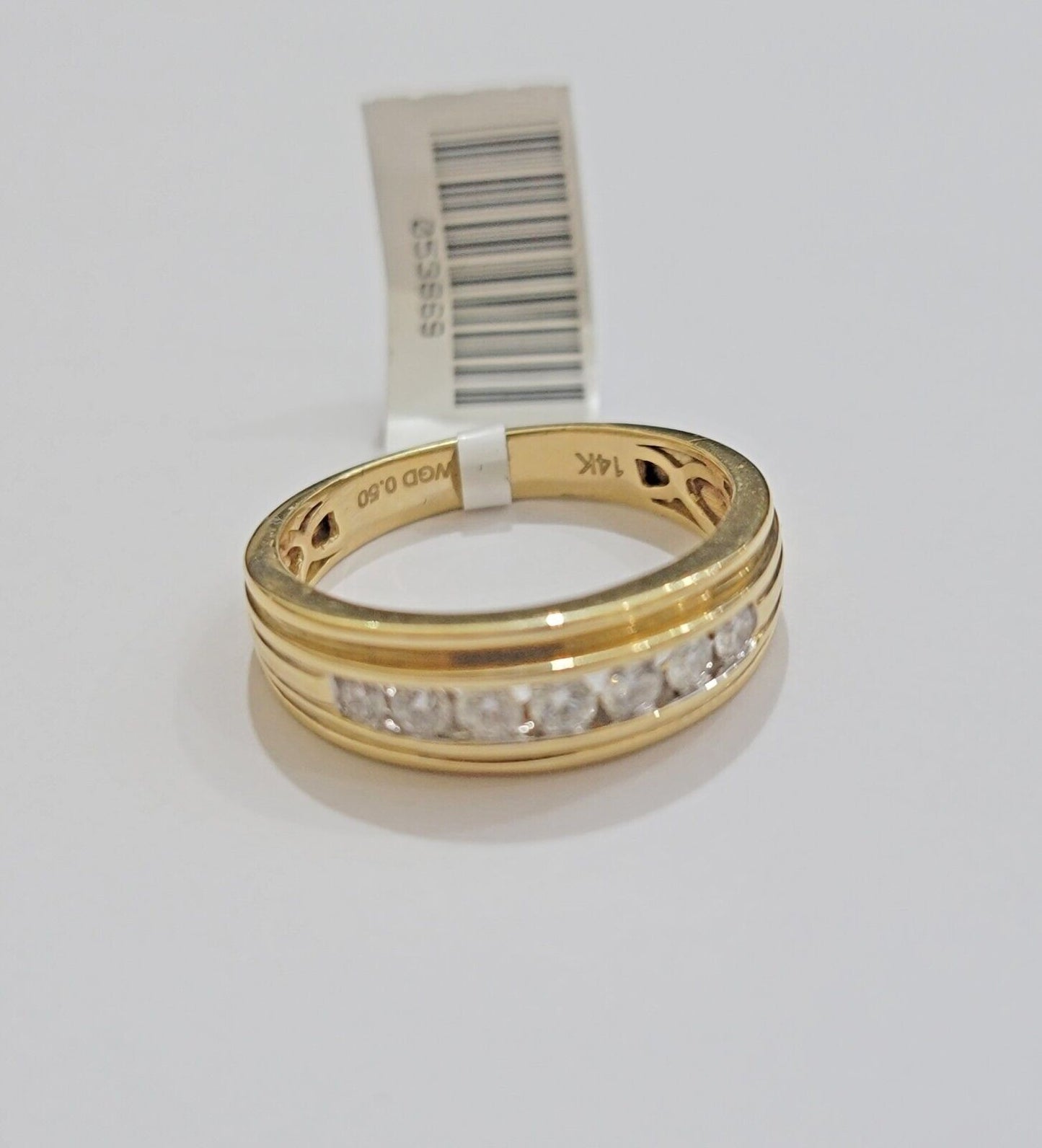 Real 14k Yellow Diamond Ring Mens Band 1/2Ct Round Cut Wedding Engagement Size10